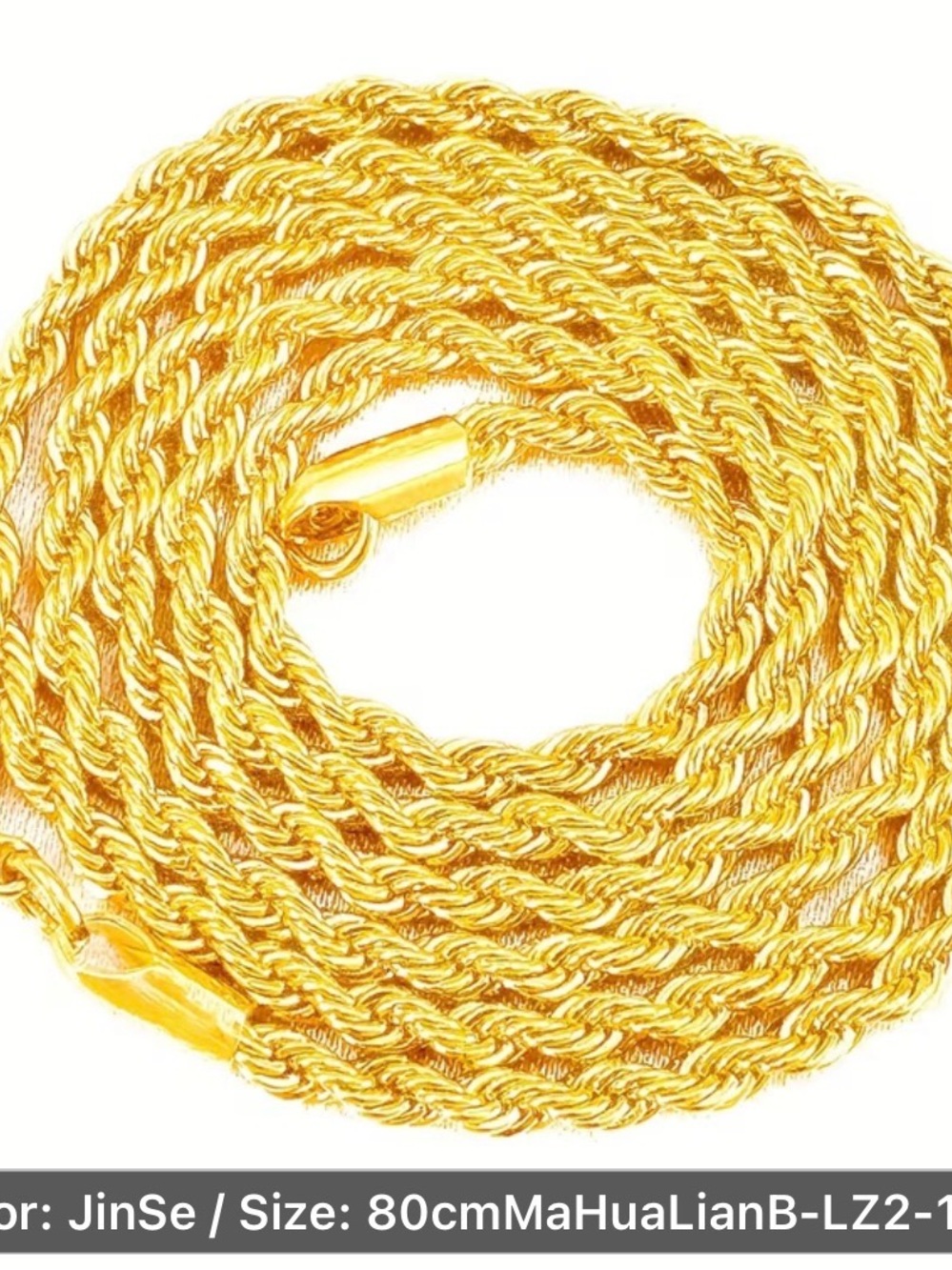 Gold Rope Chain Necklace — JinSe Style 80cm